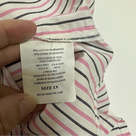 Motherhood Maternity Striped Mock Wrap Top with Belt, Size 1X - Picture 4 of 11